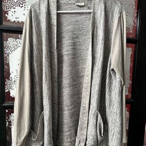 Tan/Grey Sweater with suede sleeves